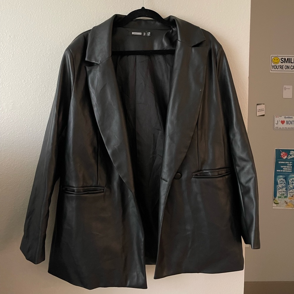 Faux Leather Blazer
